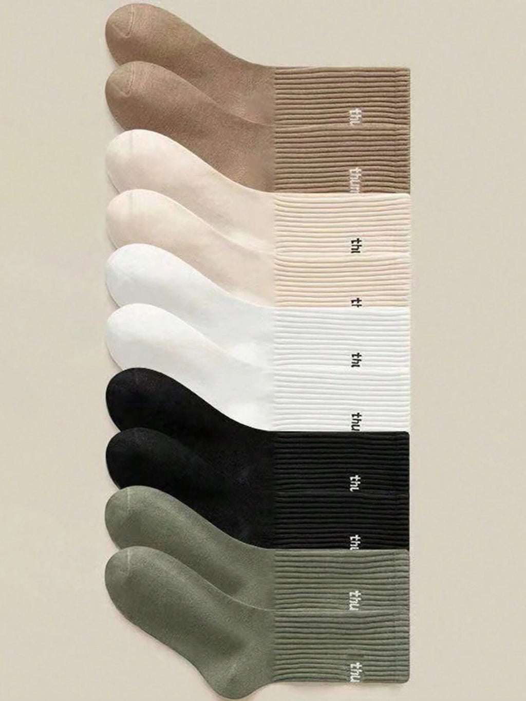 5Pairs/Set Men'S Mid-Calf Socks with Letter & Heel Detail, Fall