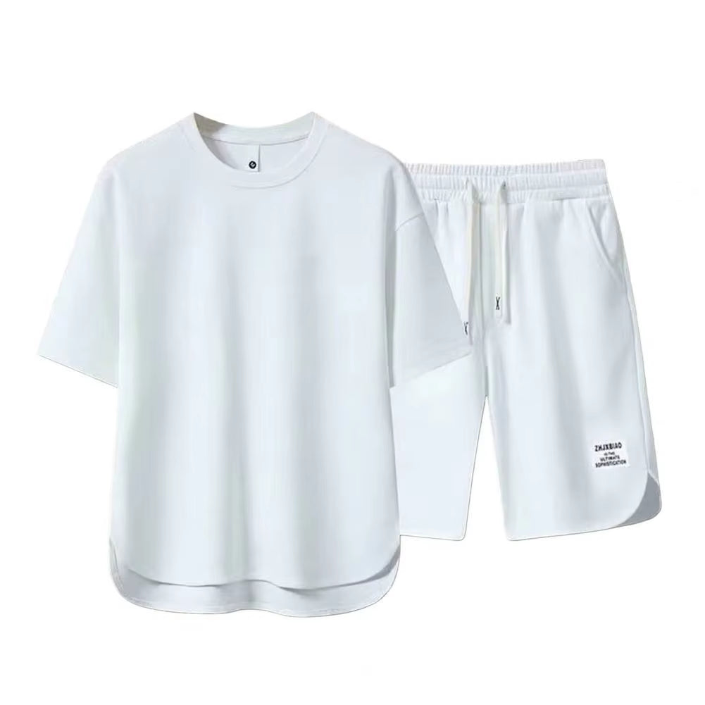 Men'S Korean Fashion Waffle Two Piece Set Summer Short Sleeved T-Shirt and Shorts Loose Sets Men Designer Clothes Tracksuits