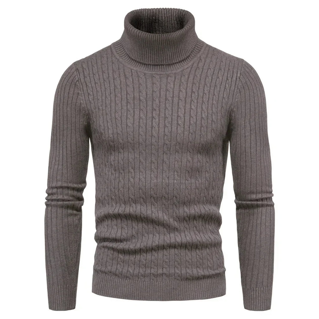 Autumn and Winter Turtleneck Warm Fashion Solid Color Sweater Men'S Sweater Slim Pullover Men'S Knitted Sweater Bottoming Shirt