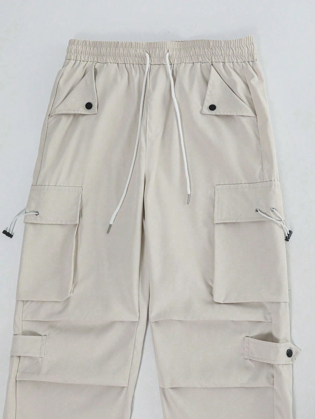 Manfinity Homme Men'S Flap Pocket Drawstring Waist Cargo Pants Baggy Long Plain Going Out, for Fall